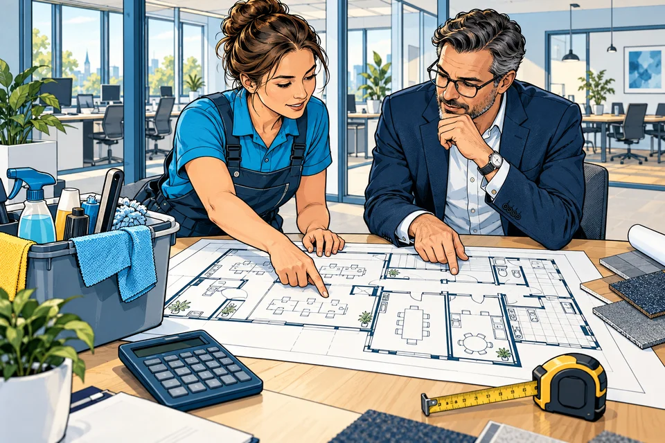 Comic-Illustration: Was kostet eine professionelle Gebäudereinigung?