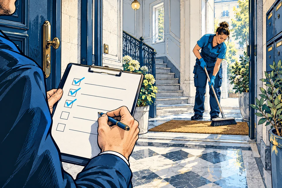 Comic-Illustration zum Thema Gebäudereinigung Villingen-Schwenningen