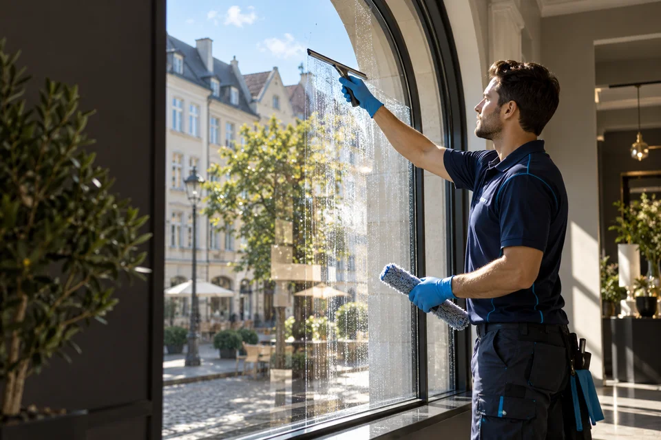 Glas- und Fensterreinigung – illustratives Leistungsmotiv